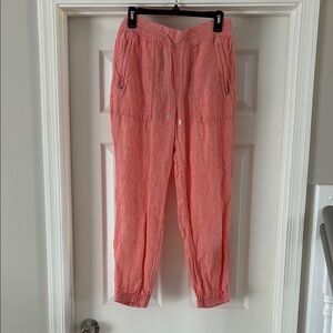 Athleta Pink Track Pants with Tapered Legs and Textured Fabric